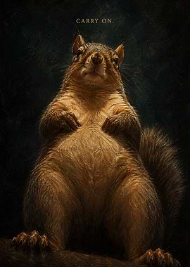 Squirrel with 'Carry On' text