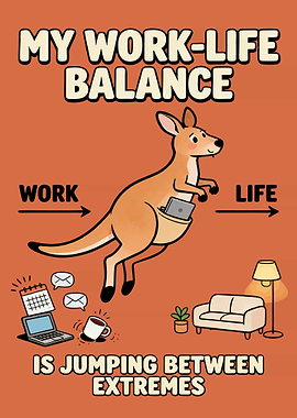 Title Work Life Balance Jumping Extremes Funny Kangaroo