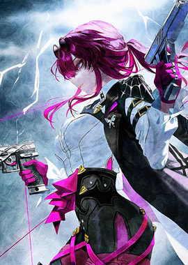 Anime Woman with Guns and Lightning