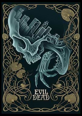 Evil Dead Rise Skull Cityscape Art