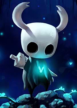 Hollow Knight Character in Blue Forest
