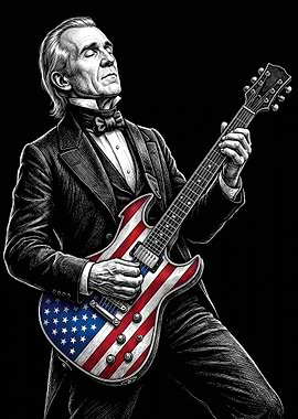 James K. Polk Man in Tuxedo Playing Guitar