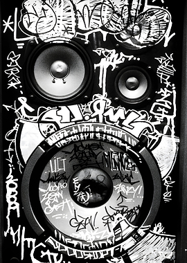Graffiti-Covered Speaker System