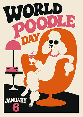 World Poodle Day Retro Poster