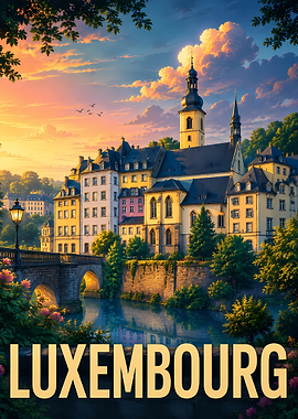 Luxembourg Cityscape at Sunset