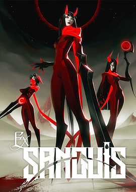 Three demonic figures in red and black