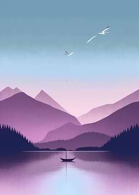 Serene Mountain Lake Landscape