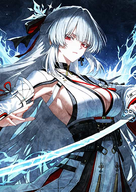Anime warrior with glowing sword