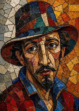 Mosaic Portrait of a Man in a Hat