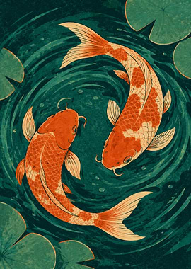 Yin Yang Koi Fish Art