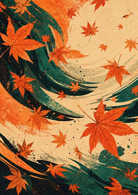 Autumn Maple Leaves Swirl