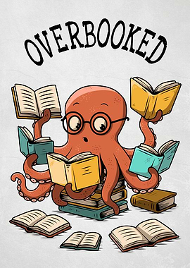 Octopus Reading Many Books