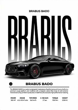 A sleek black Bado High Performance Car poster