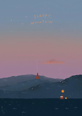 Sleepy Mountain Landscape at Dusk