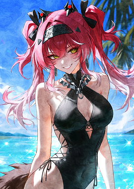 Black Swimsuit on Beach