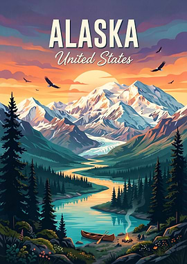 Alaska Vintage Travel Poster