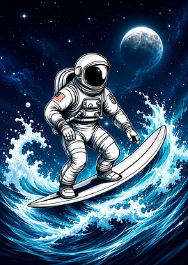 Astronaut Surfing in Space