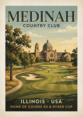 Medinah Country Club Vintage Poster