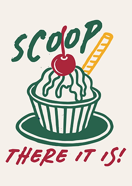 Retro Ice Cream Scoop Poster Vintage Dessert Wall Art Funny Sweet Treat Print
