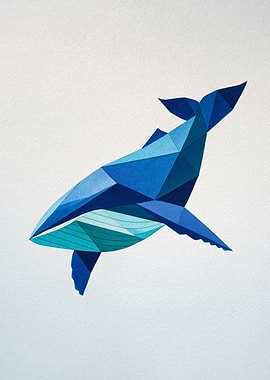 Geometric Blue Whale Art