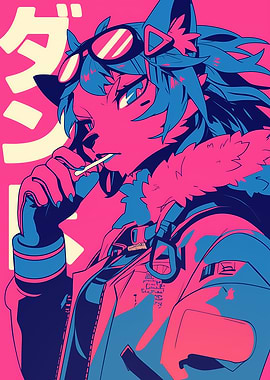 Anime Wolf Character with Sunglasses
