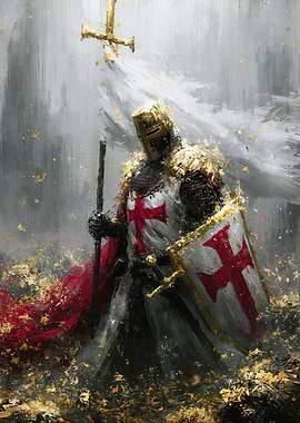 Templar Knight with Cross and Shield