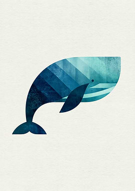 Geometric Blue Whale Illustration