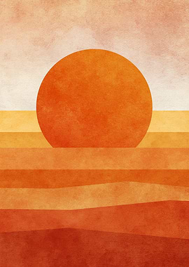 Minimalist Sunset Landscape