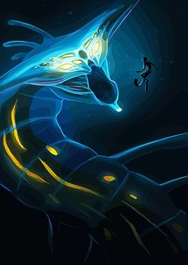 Subnautica Leviathan and Diver