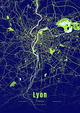 Lyon France Map Art