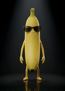 Cool Banana Character with Sunglasses