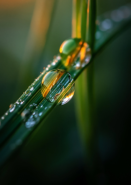 Macro Dewdrops on Grass