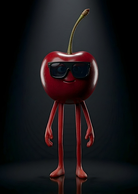 Cool Cherry Character with Sunglasses