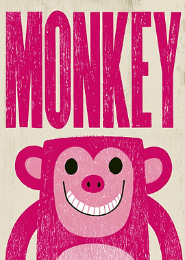 Pink Monkey with 'MONKEY' Text