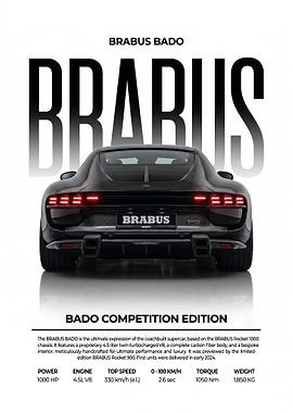 A sleek black Bado back High Performance Car poster