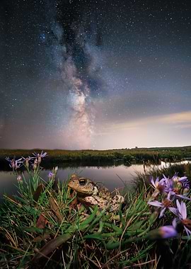 Common toad Under the Milky Way