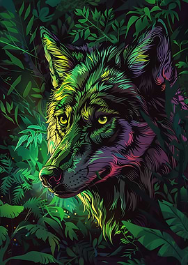 Wolf in a Lush Jungle