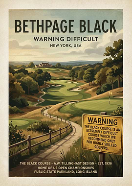 Bethpage Black Golf Course Vintage Poster
