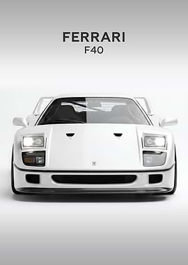 White Ferrari F40 Front View