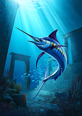 Marlin in Ancient Underwater Ruins
