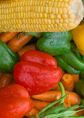 Fresh Vegetables with Water Droplets