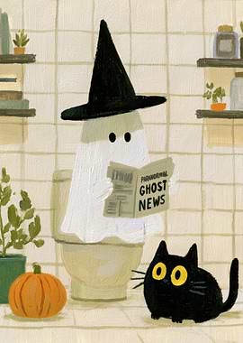 Ghost Reading in Bathroom
