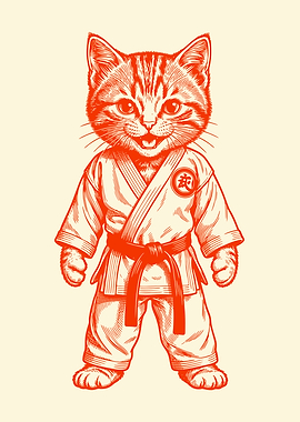 Karate Cat Illustration