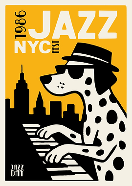Dalmatian playing piano in NYC