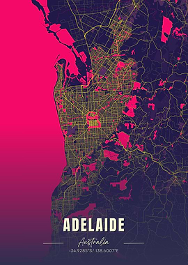 Adelaide Australia Map Art