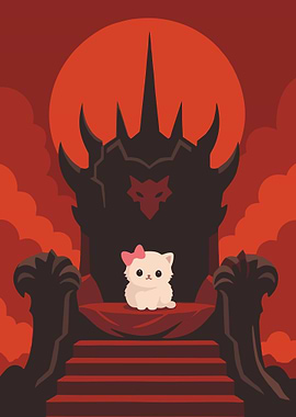 Cute Kitten on a Dark Throne