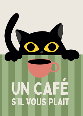 Black Cat with Coffee