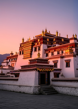 Tibetan Monastery at Sunset
