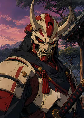 Cyberpunk Oni Samurai Warrior