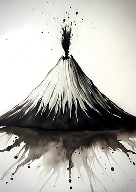 Volcano Eruption Ink Painting